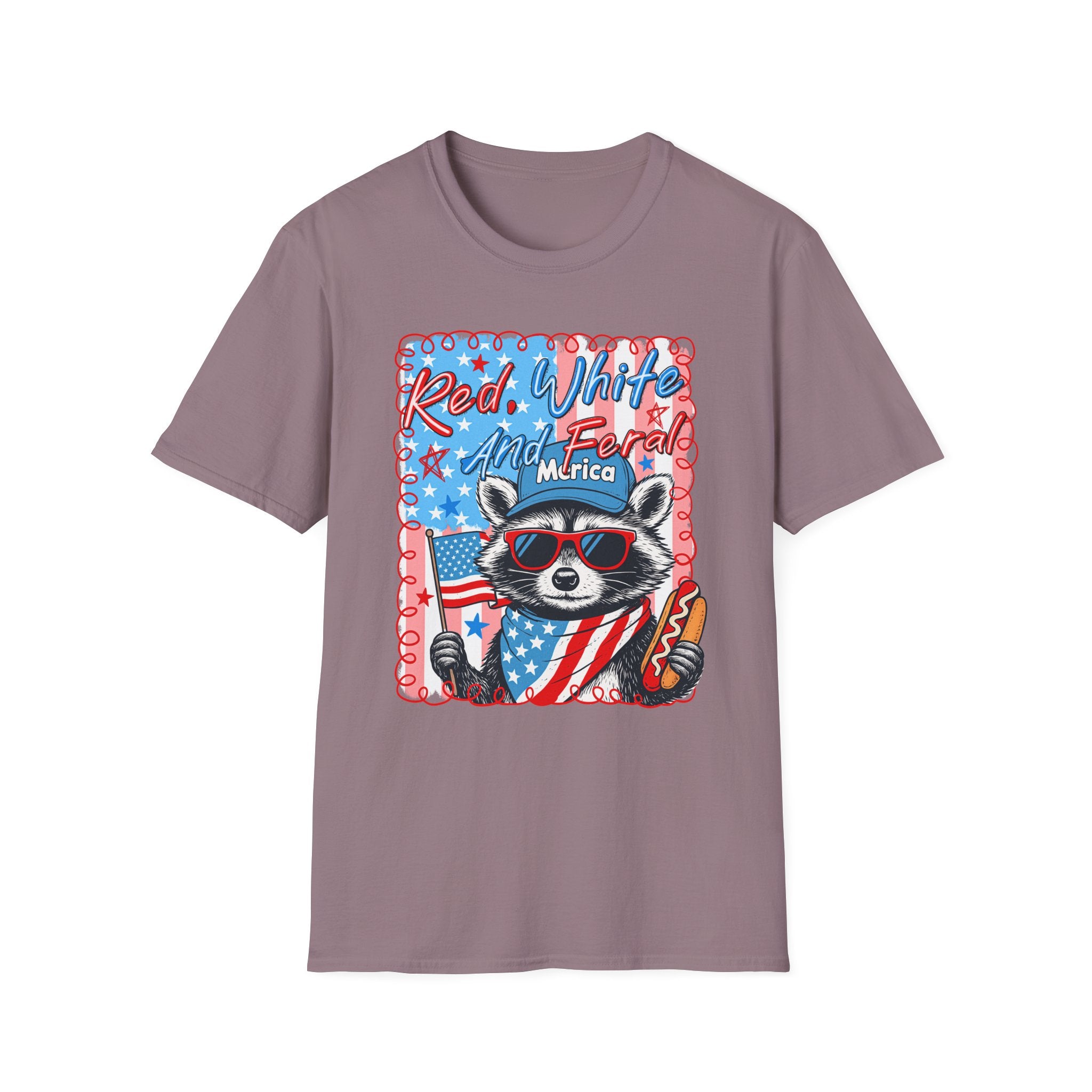 Red, White and Feral Adult T-Shirt