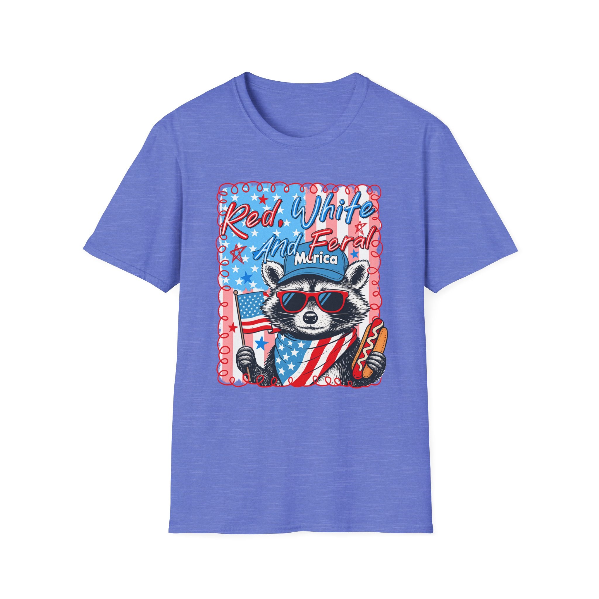 Red, White and Feral Adult T-Shirt