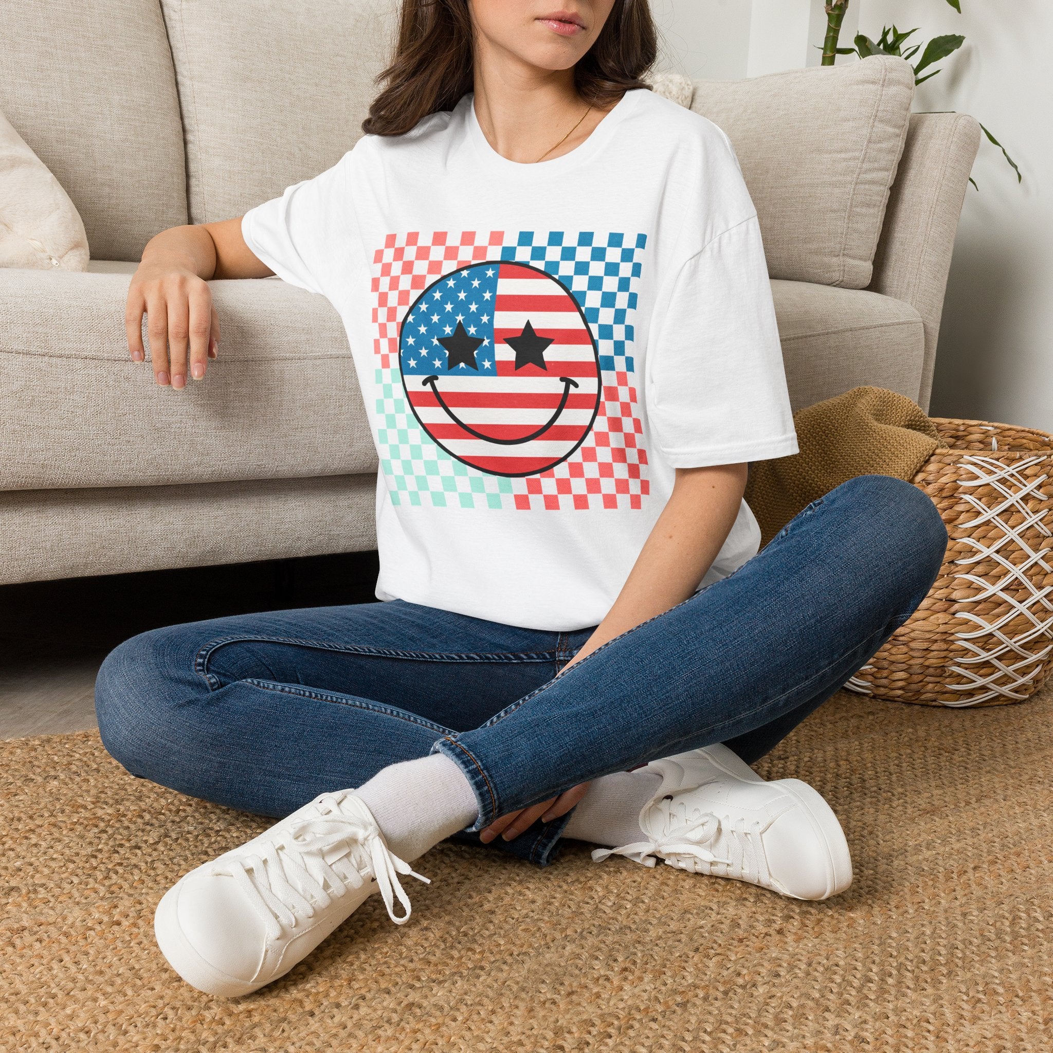 American Flag Smiley Tee
