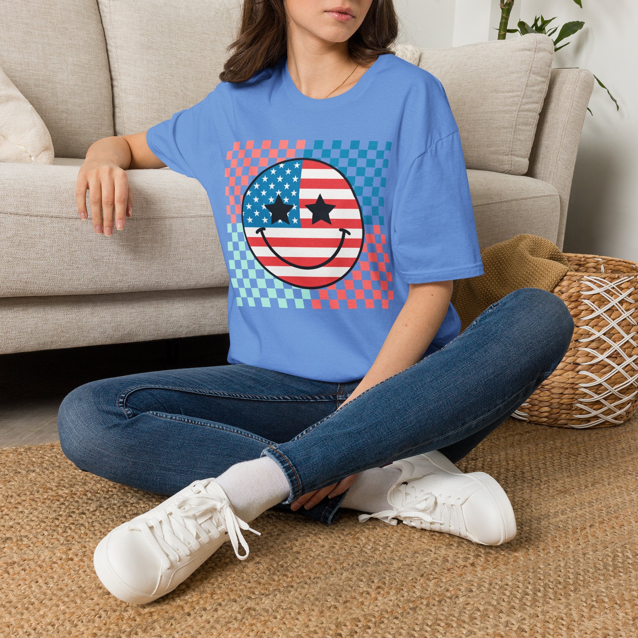 American Flag Smiley Tee