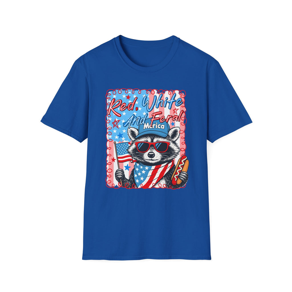 Red, White and Feral Adult T-Shirt