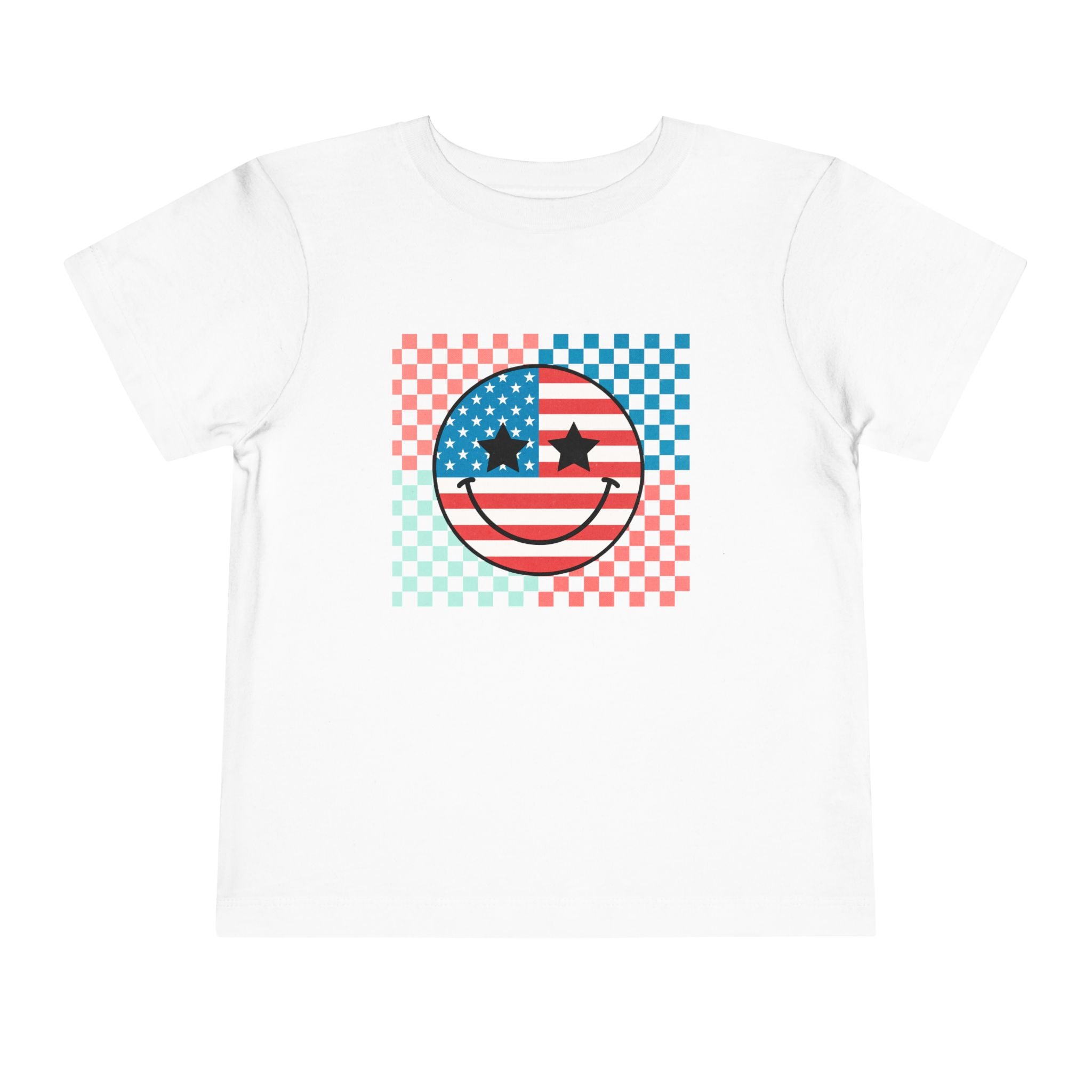 Toddler Tee — Retro American Flag Smiley Face