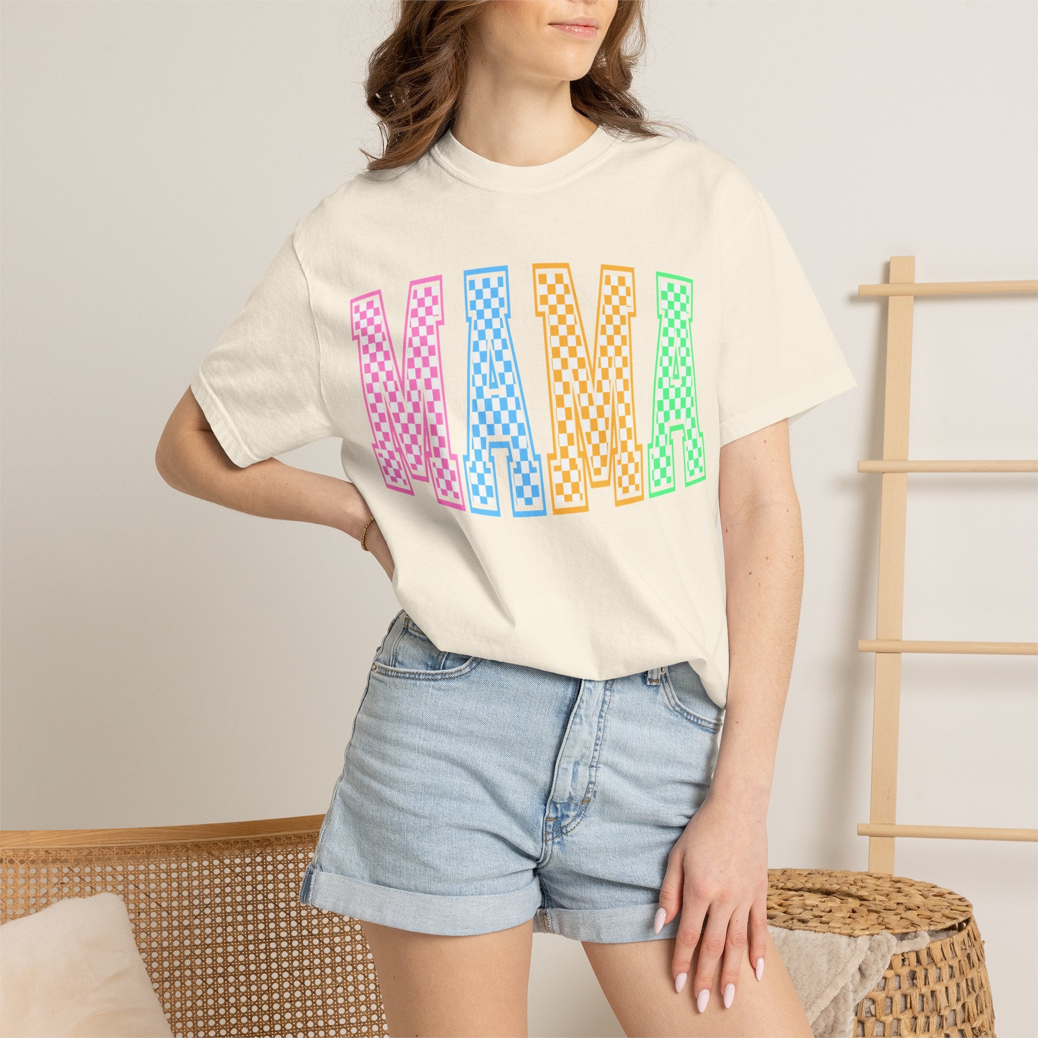Mama Checkered Graphic T-Shirt
