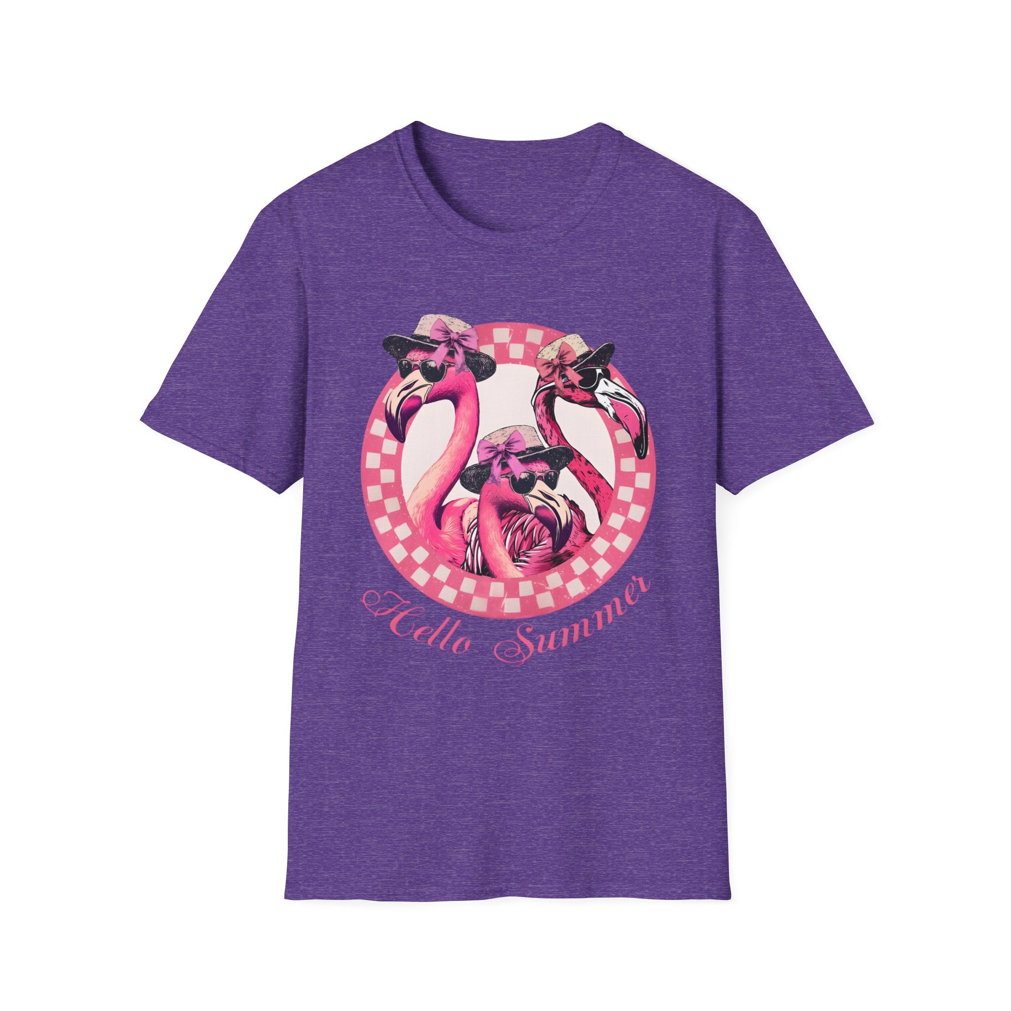 Vintage Pink Flamingo Hello Summer Graphic Tee