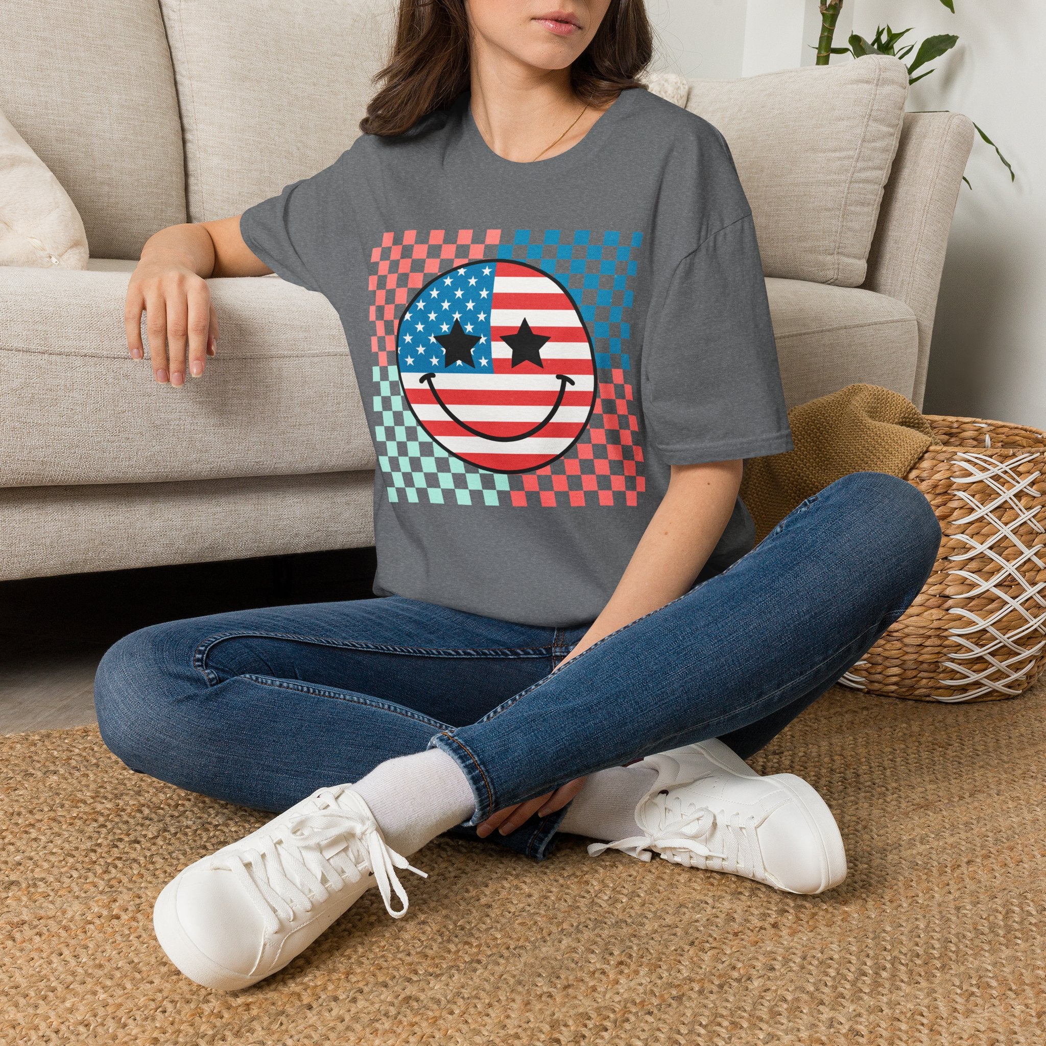 American Flag Smiley Tee