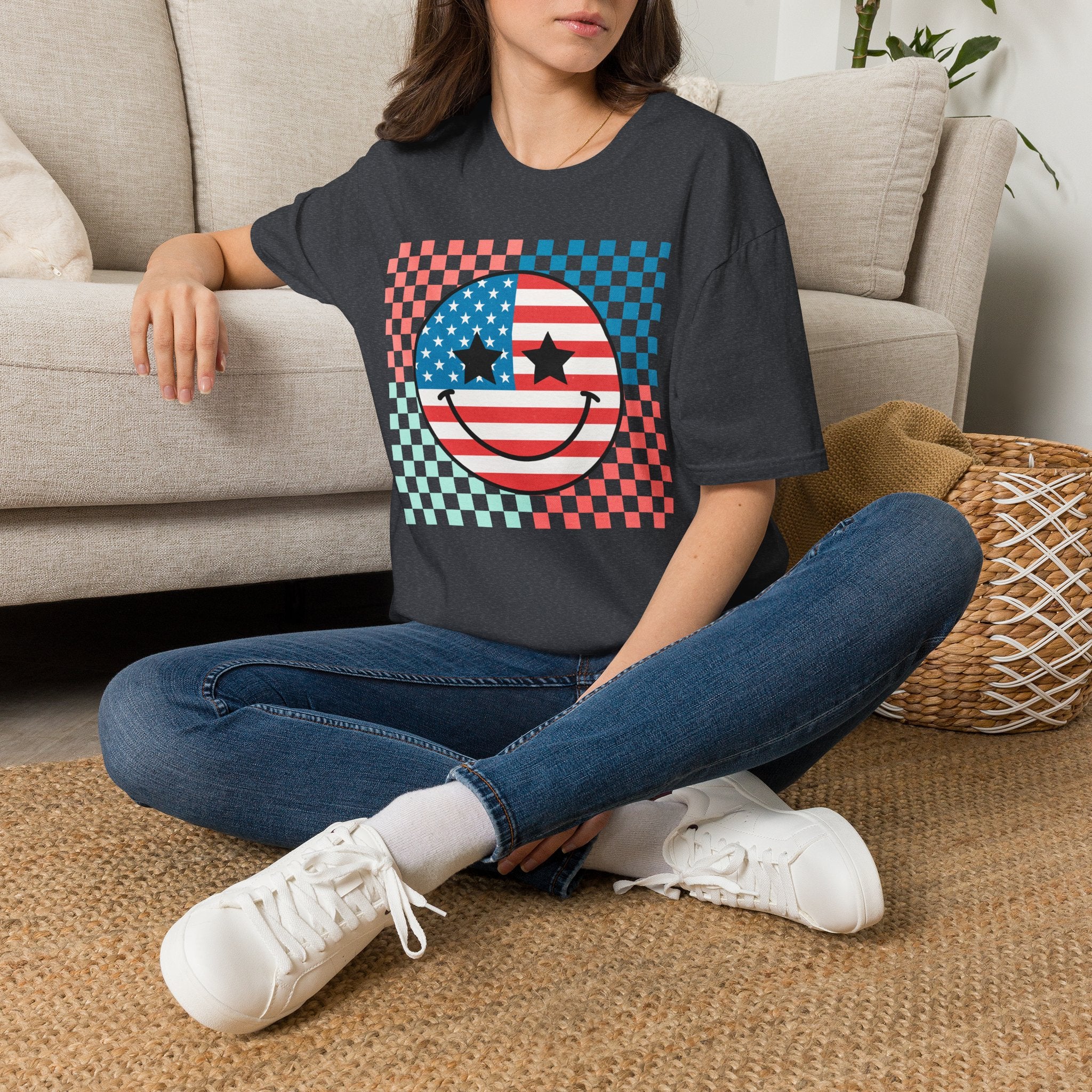 American Flag Smiley Tee