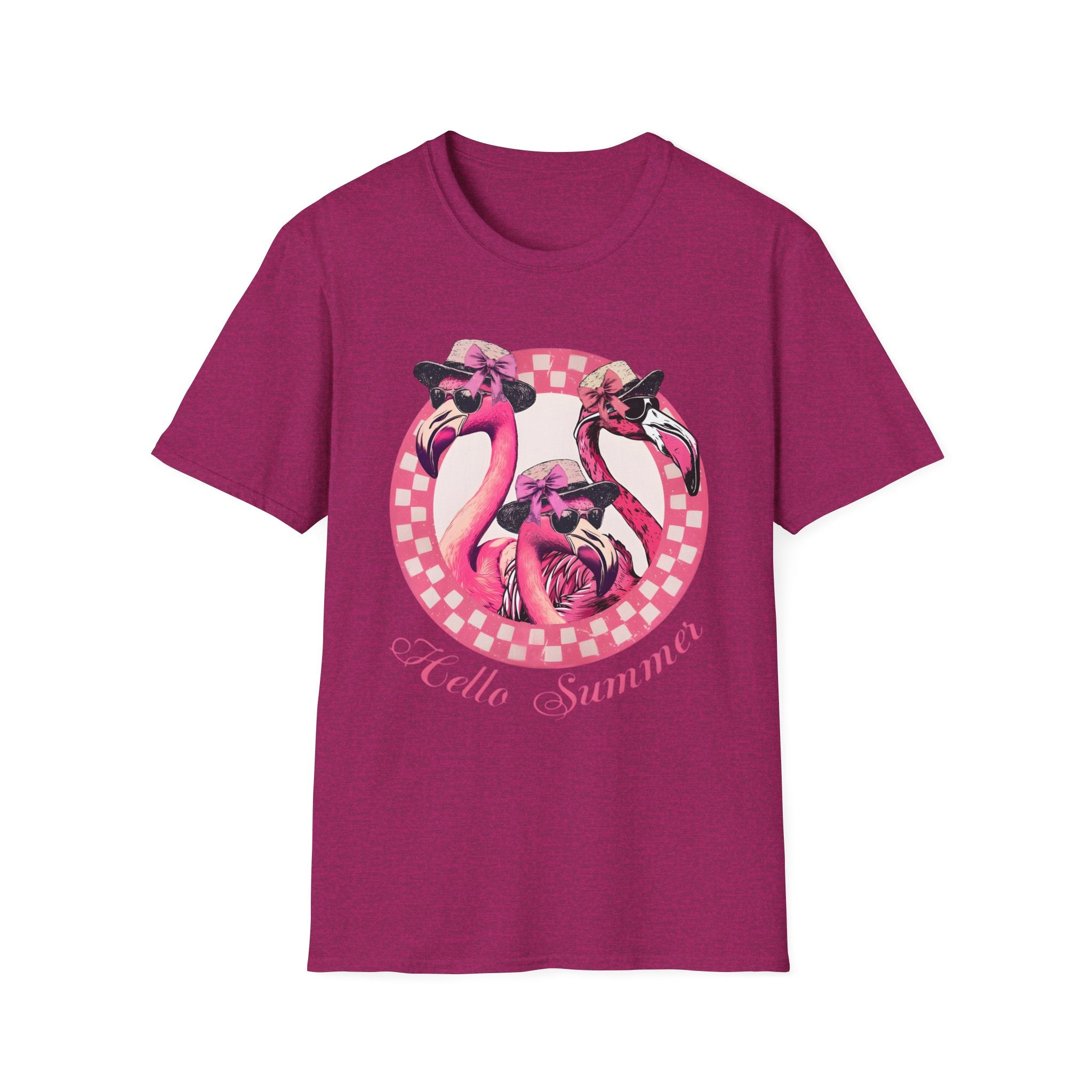 Vintage Pink Flamingo Hello Summer Graphic Tee