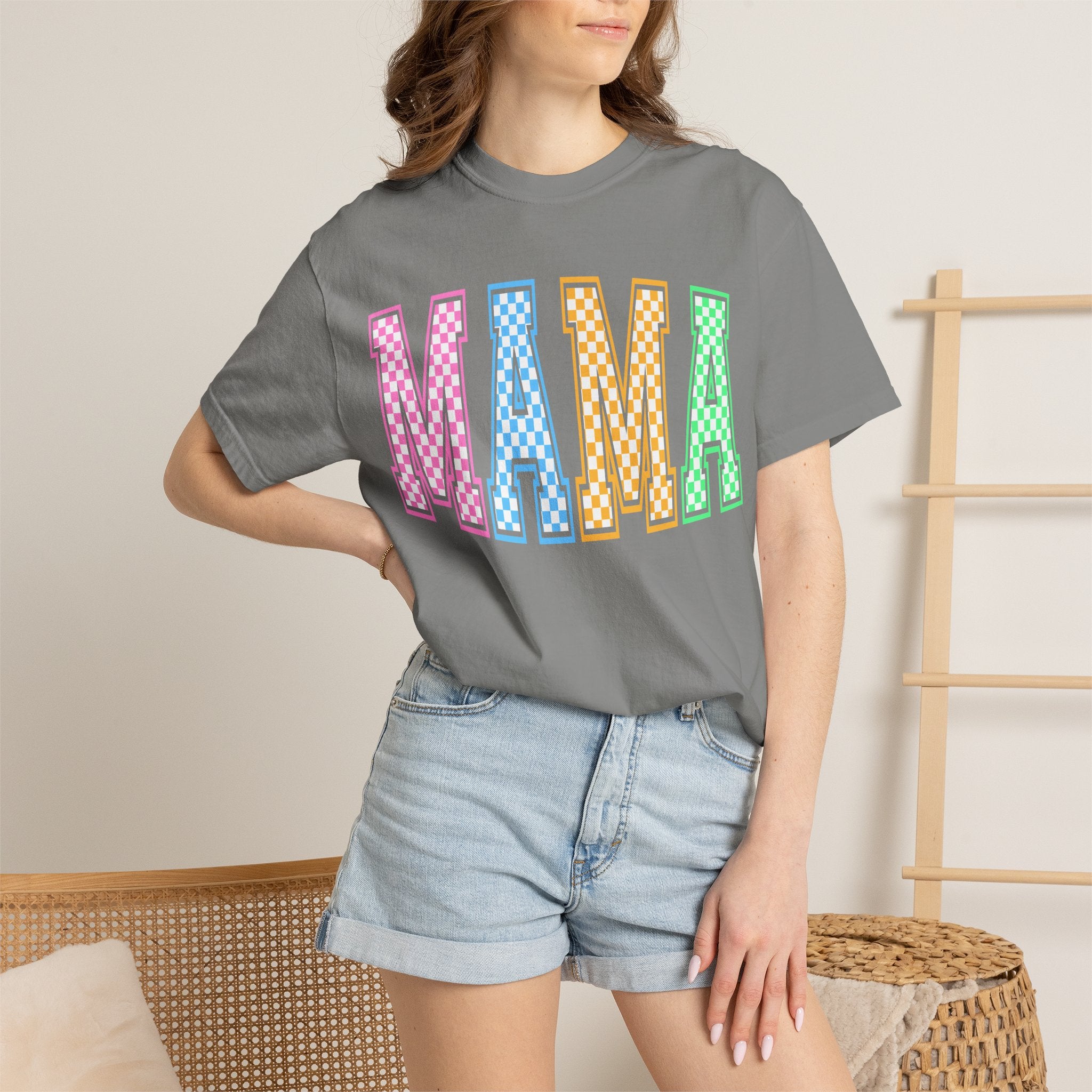 Mama Checkered Graphic T-Shirt