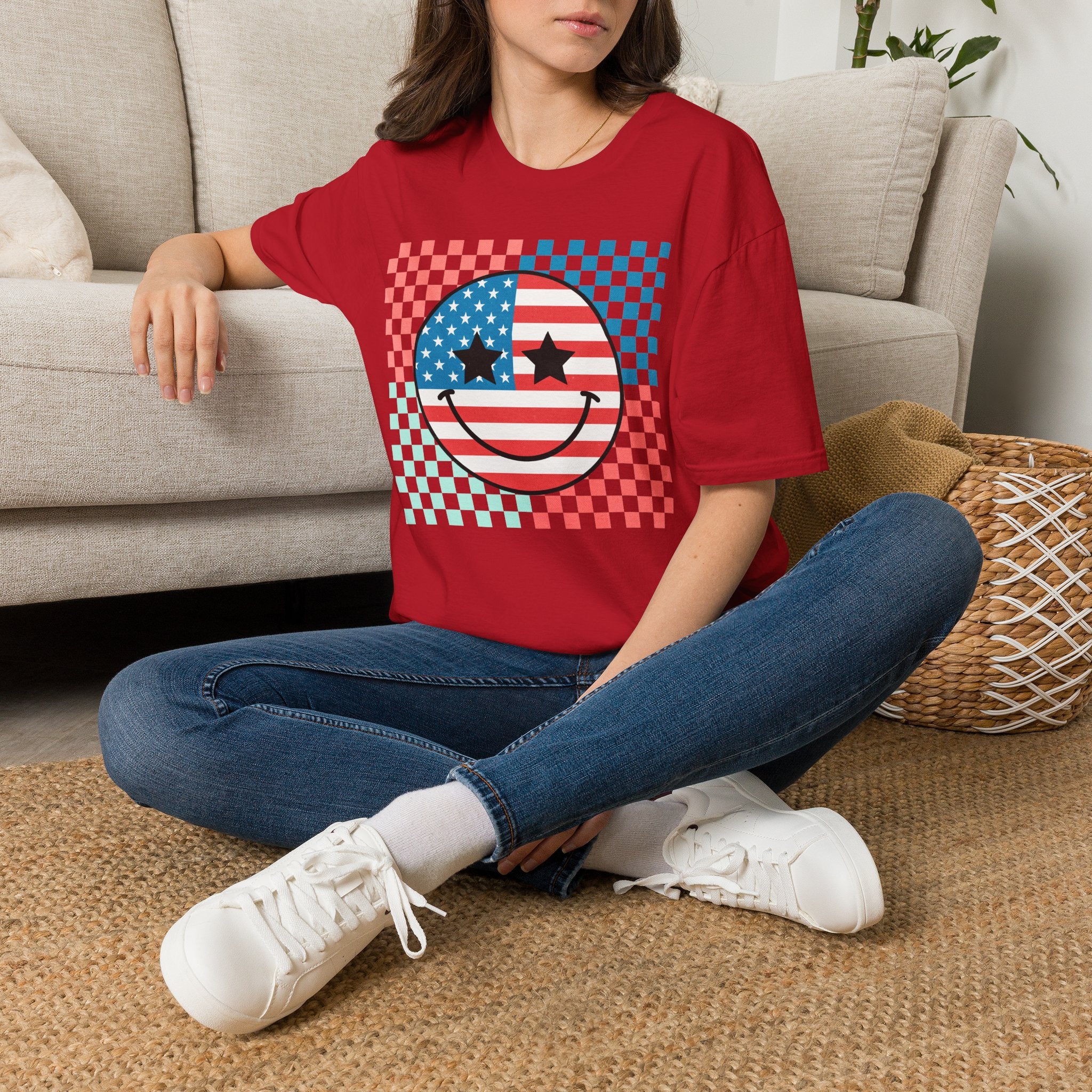 American Flag Smiley Tee