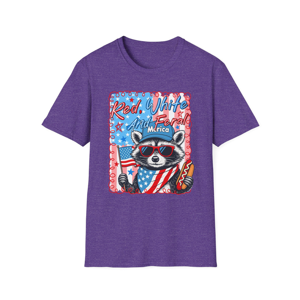 Red, White and Feral Adult T-Shirt