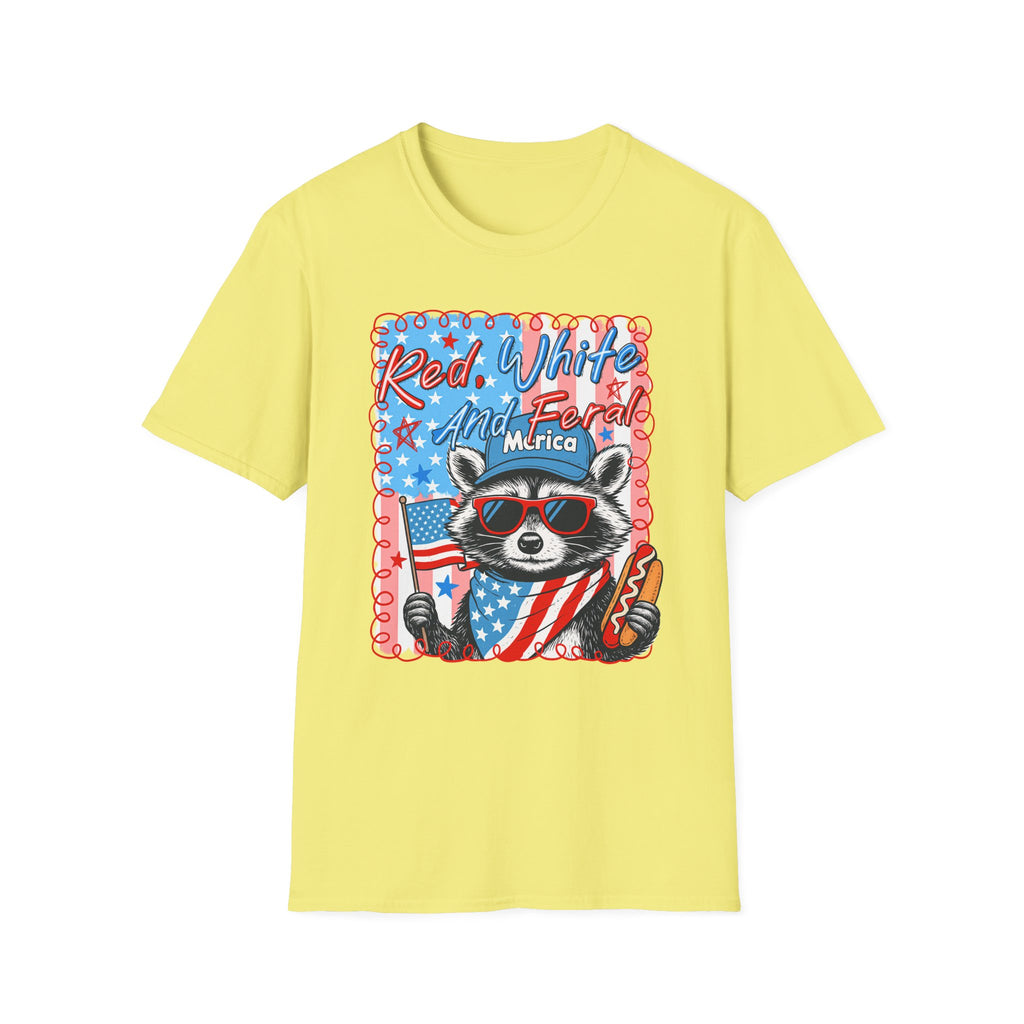 Red, White and Feral Adult T-Shirt