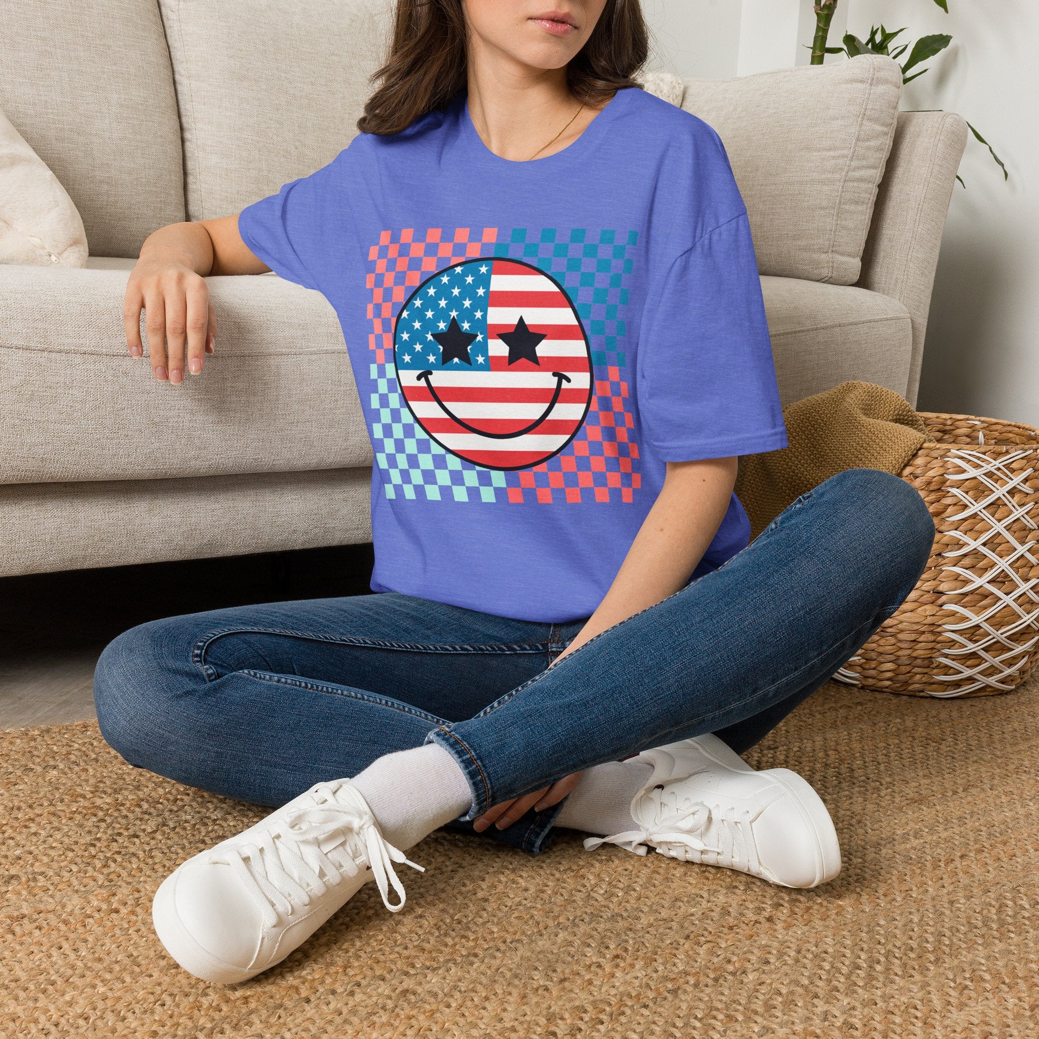 American Flag Smiley Tee