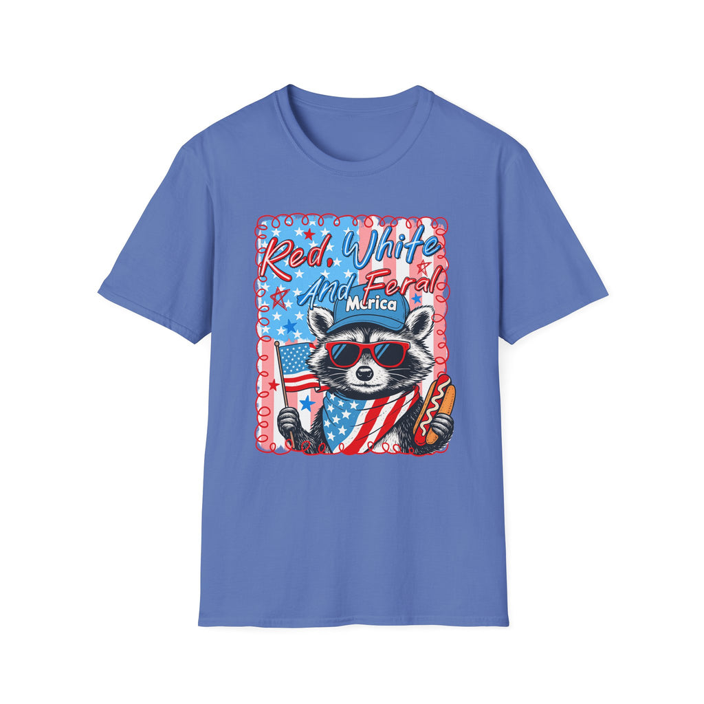 Red, White and Feral Adult T-Shirt