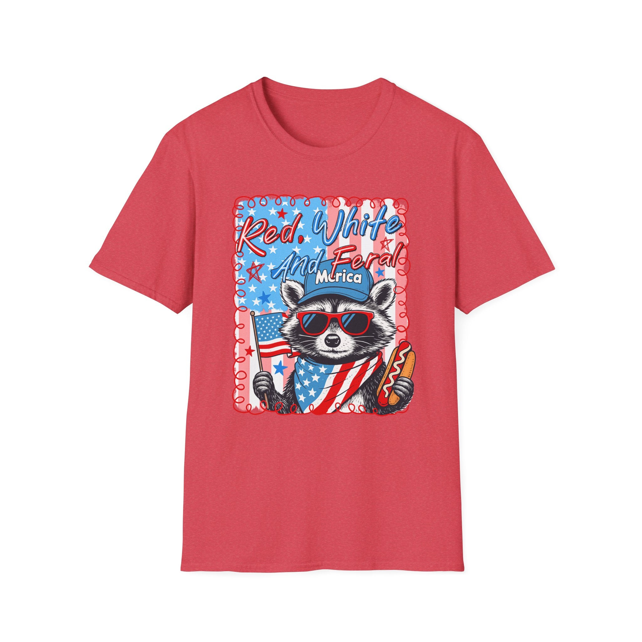 Red, White and Feral Adult T-Shirt