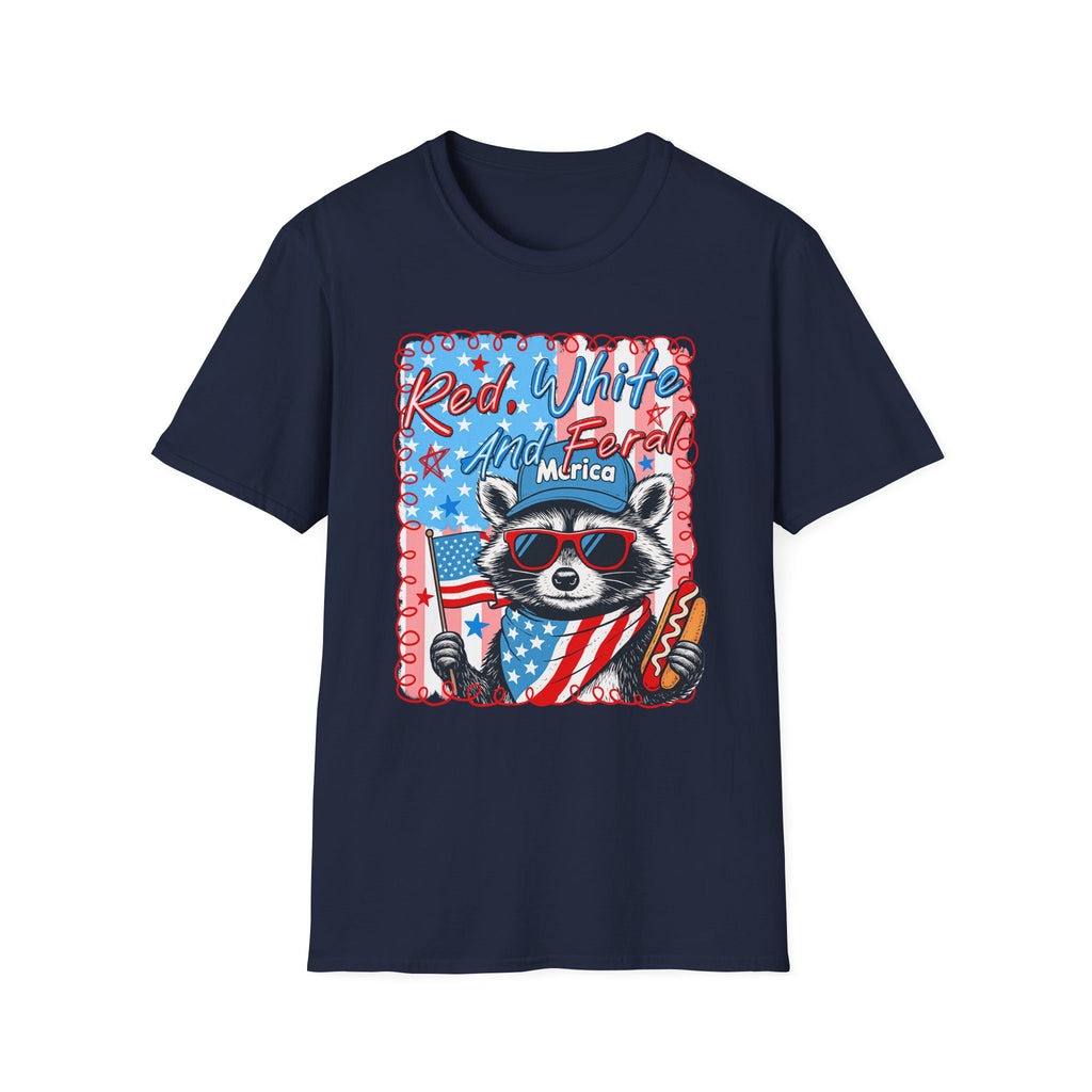 Red, White and Feral Adult T-Shirt