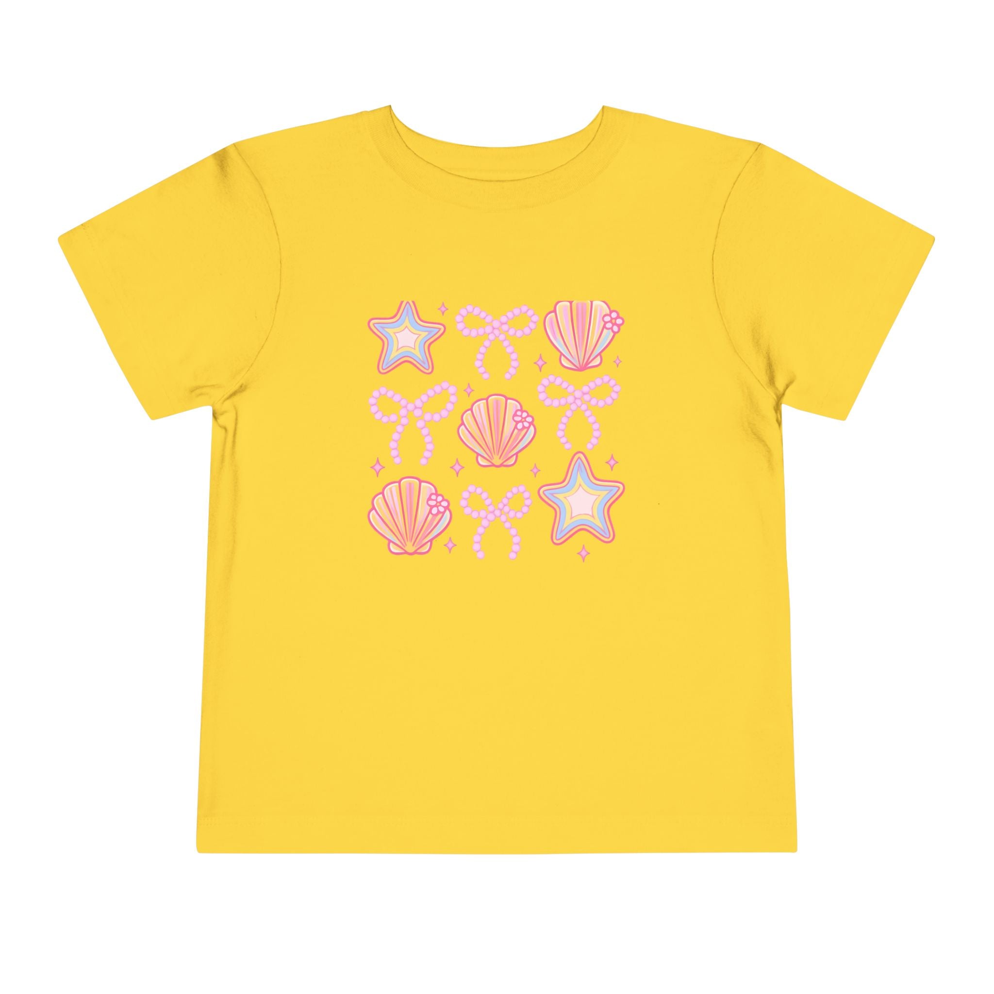 Toddler- Pink Seashell & Starfish Pattern Tee