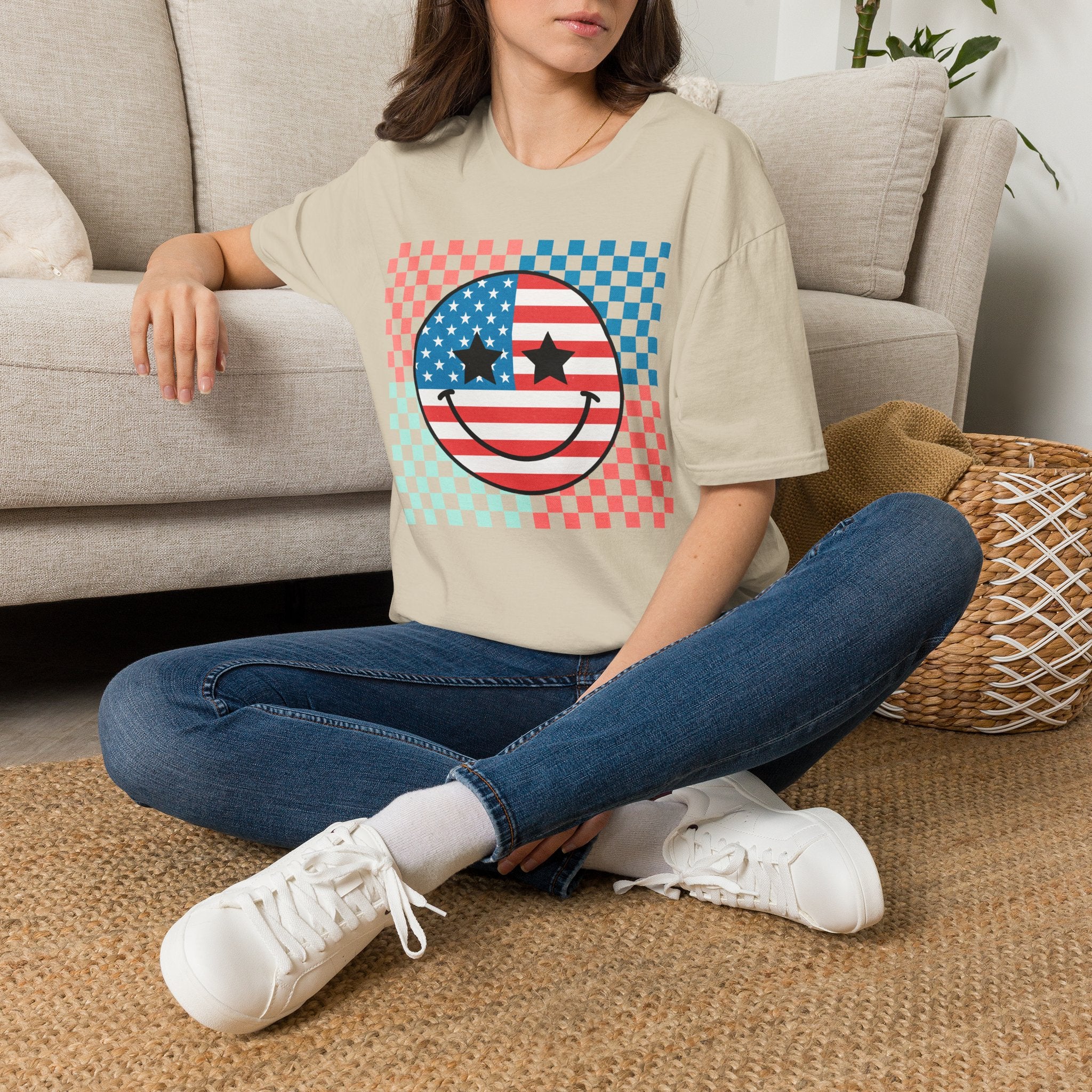 American Flag Smiley Tee