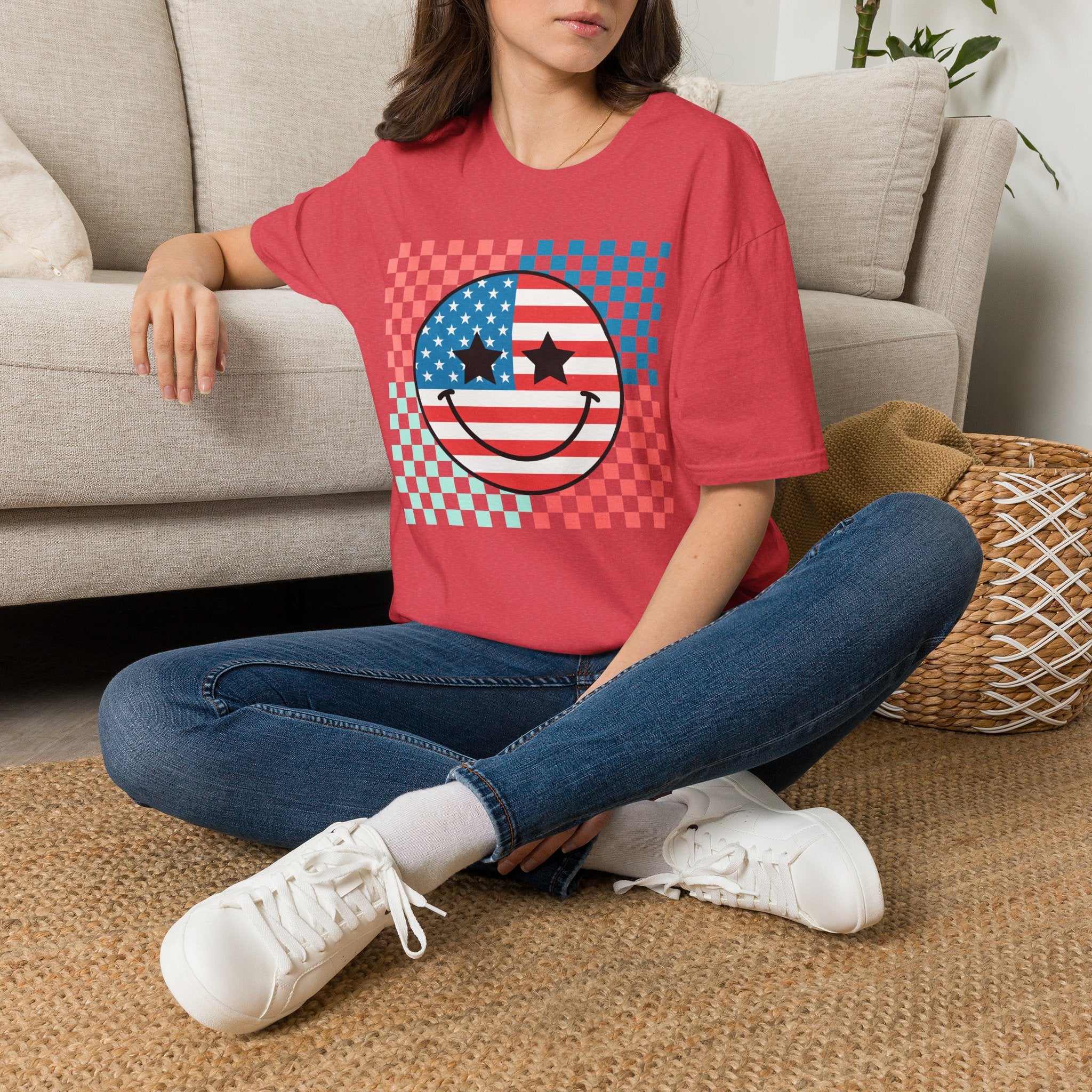 American Flag Smiley Tee