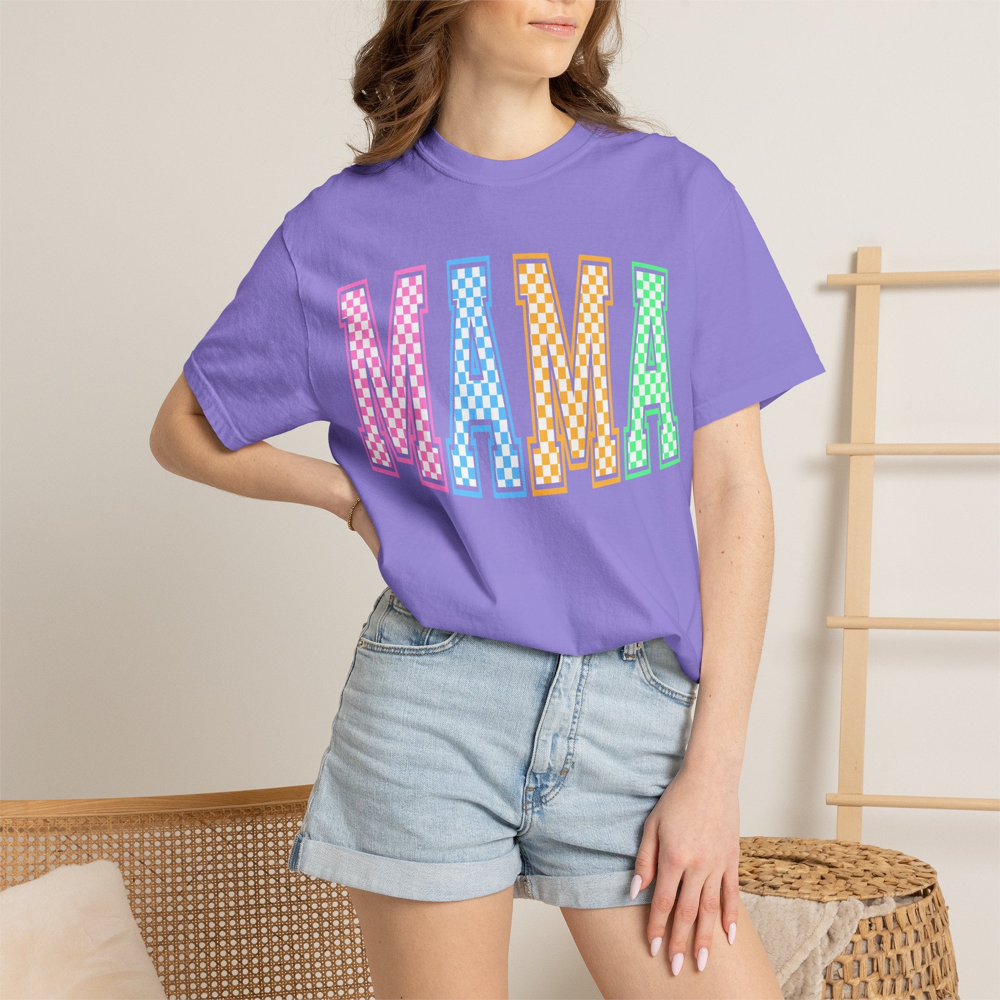Mama Checkered Graphic T-Shirt