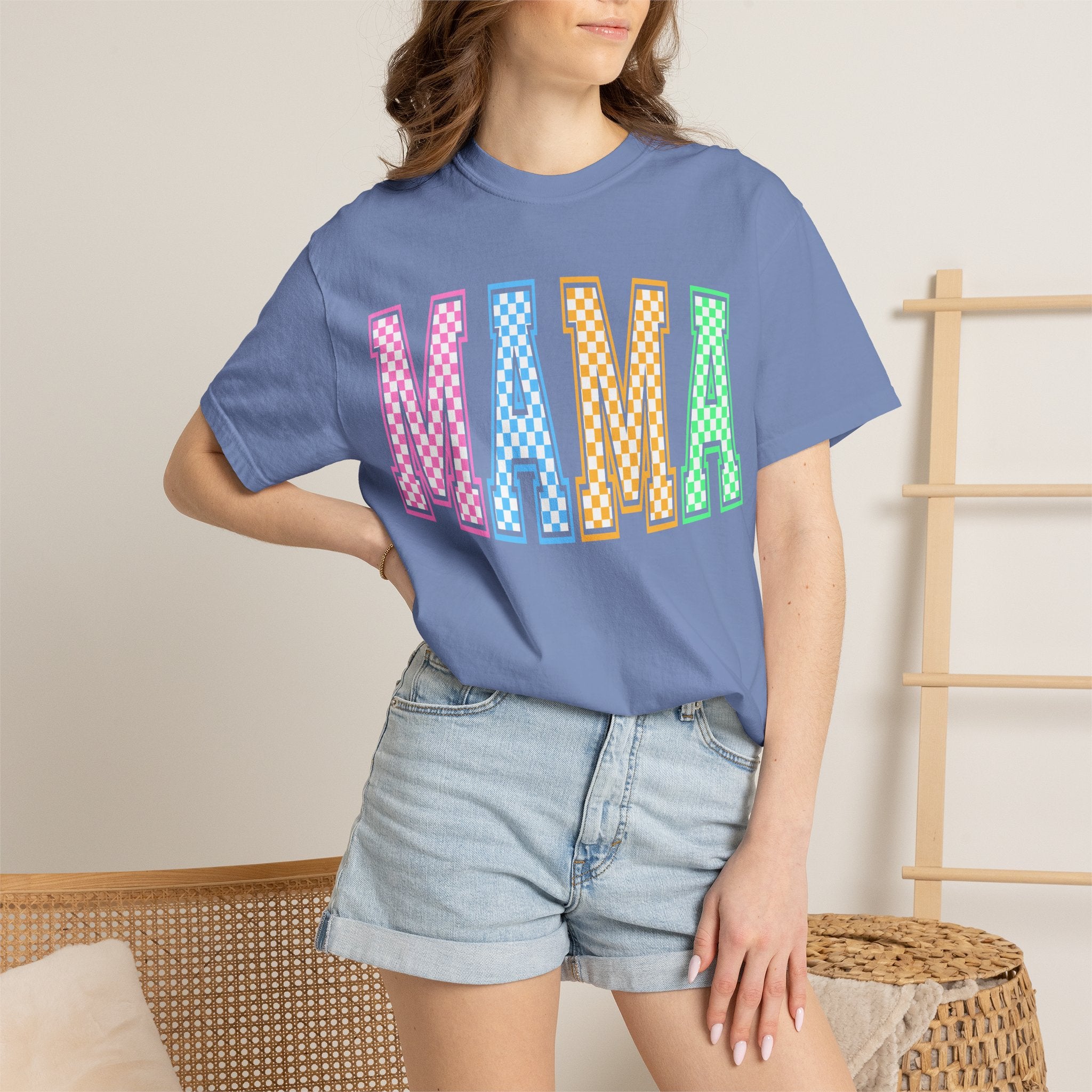 Mama Checkered Graphic T-Shirt