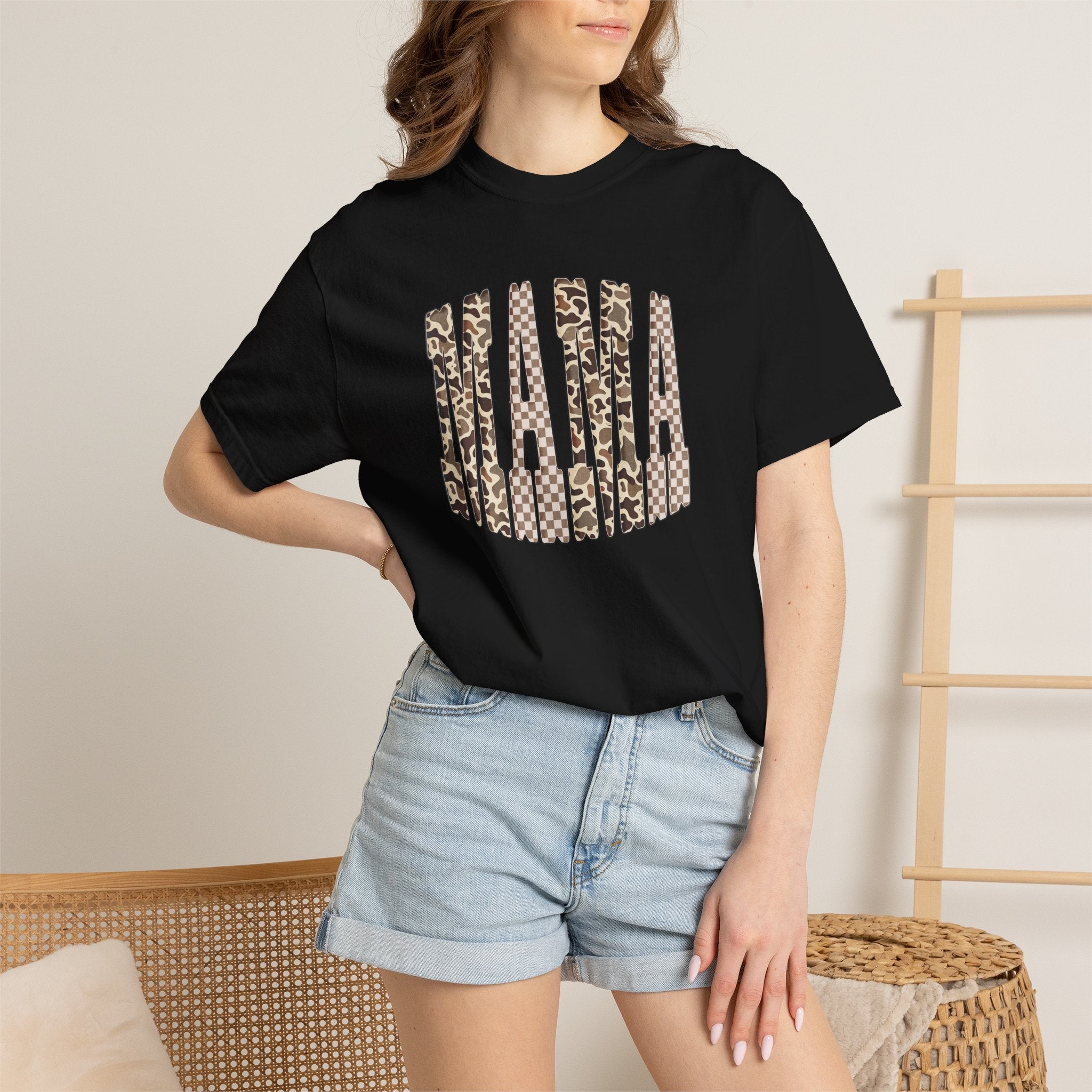 Camo & Checkered Graphic T-Shirt