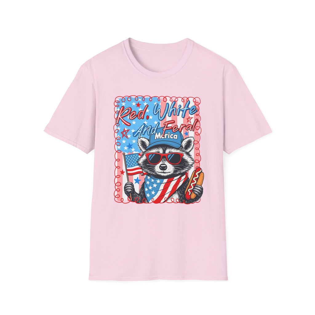 Red, White and Feral Adult T-Shirt