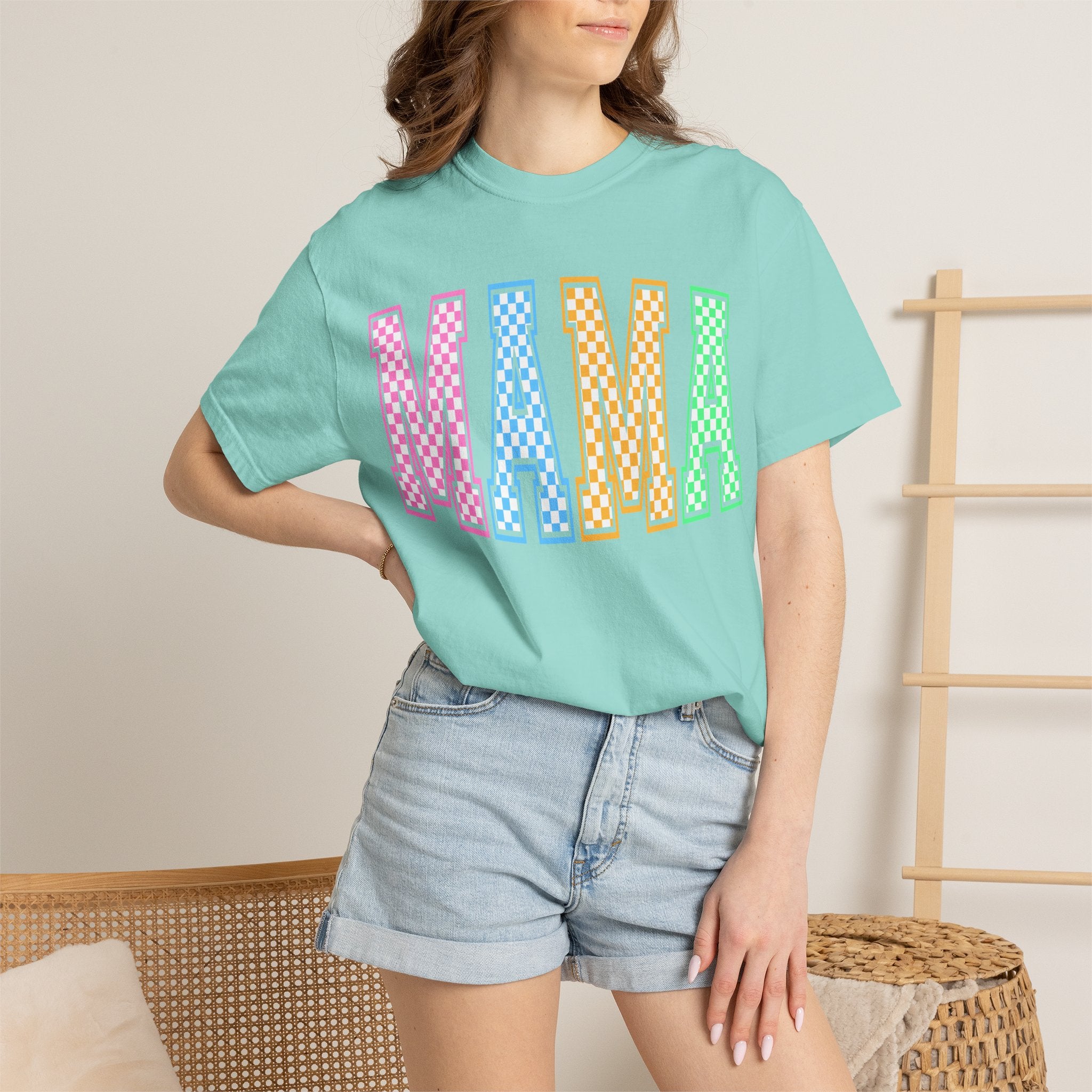Mama Checkered Graphic T-Shirt