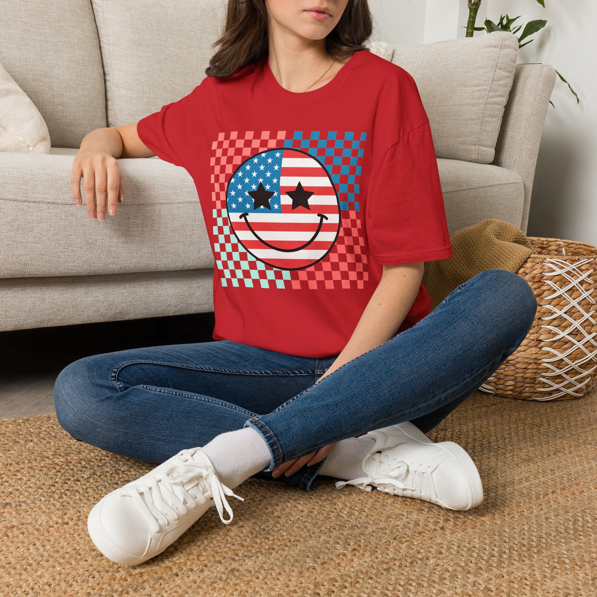 American Flag Smiley Tee