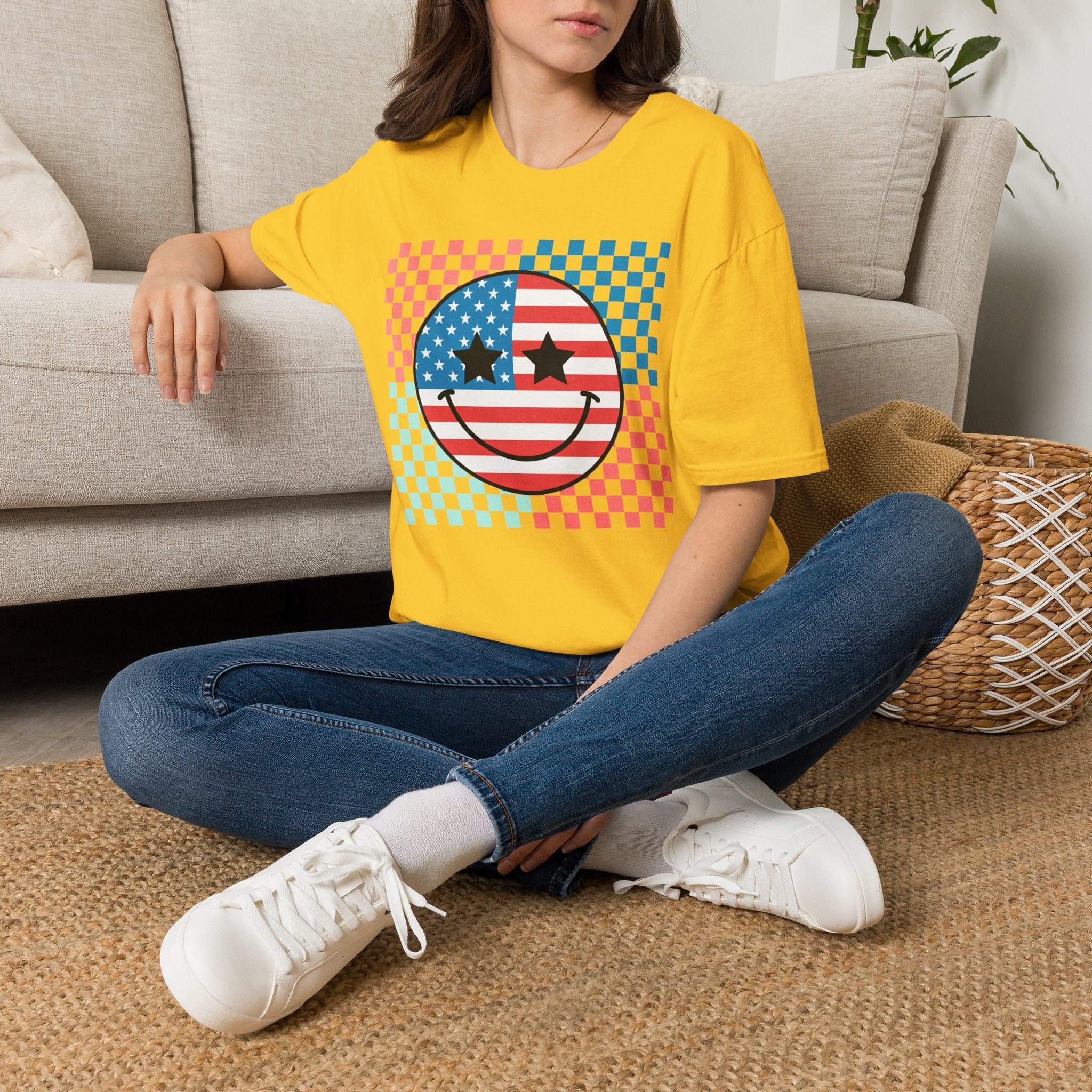 American Flag Smiley Tee