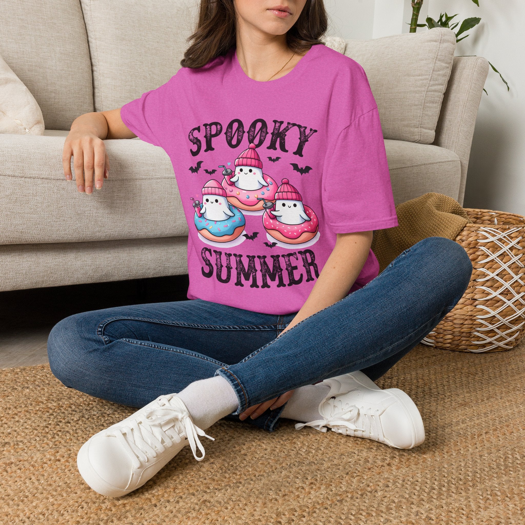 Spooky Summer Ghost Donut T-Shirt — Cute Halloween Beach Vibes