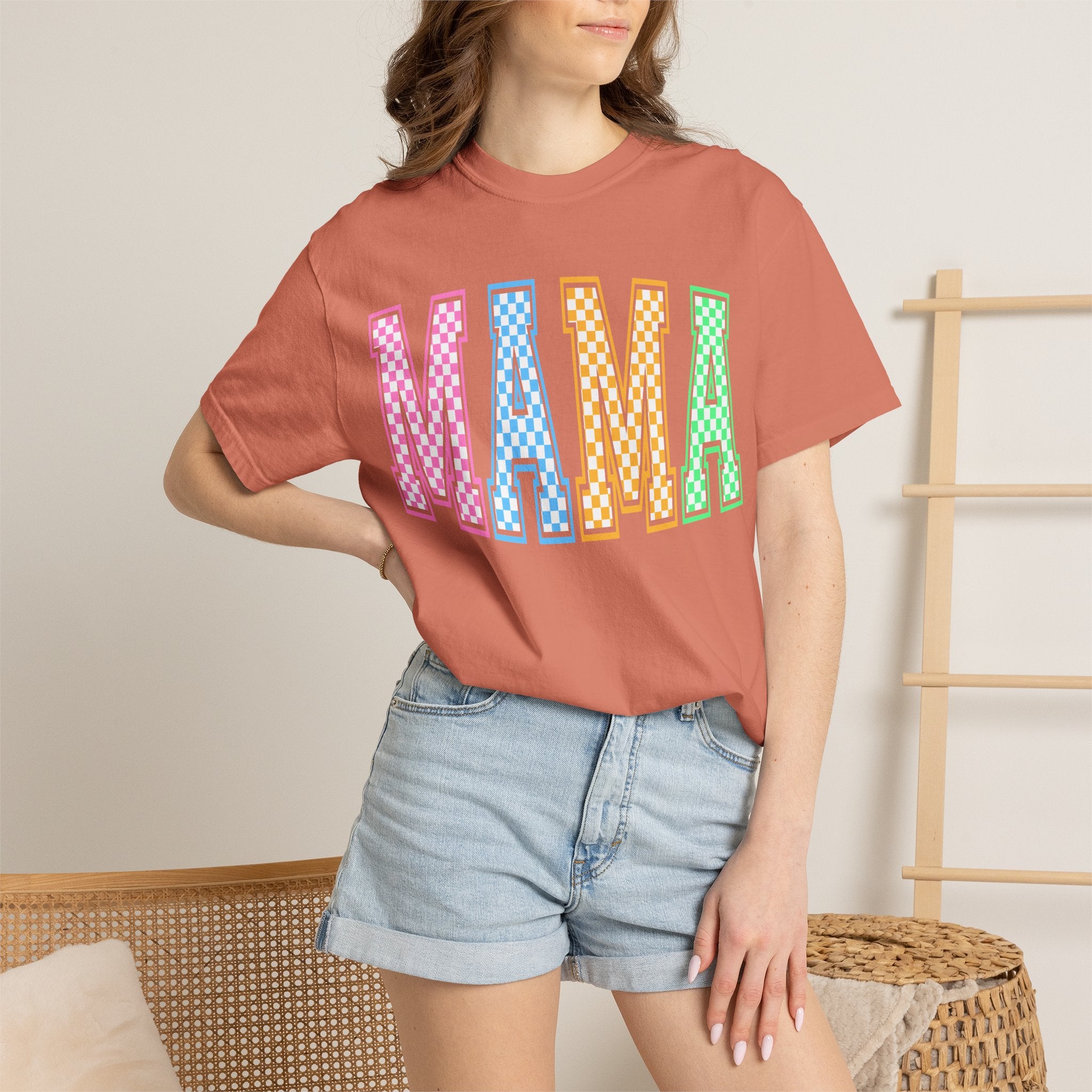 Mama Checkered Graphic T-Shirt