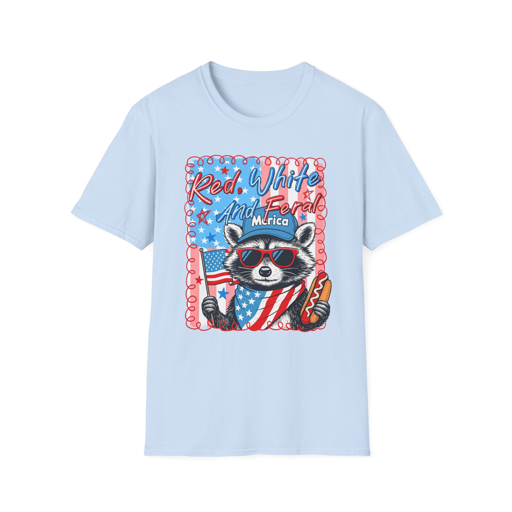 Red, White and Feral Adult T-Shirt